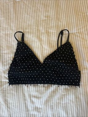Black Rhinestone Bralette Top